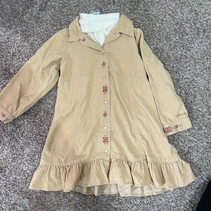 VINTAGE OshKosh Tan Dress with Embroidered Accents